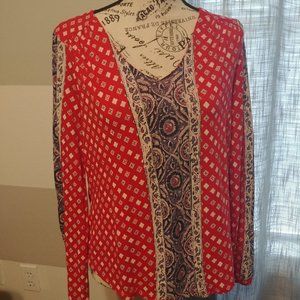 Final Price-Lucky Brand Blouse Red/White/Navy